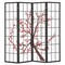 6 Feet Folding Decorative Oriental Privacy Screen with Plum Blossom Design-White